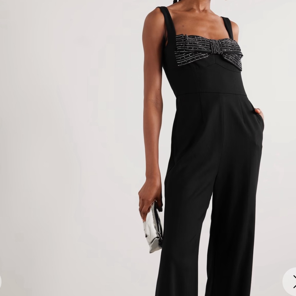 Saloni Rachel embellished silk-trimmed cady jumpsuit